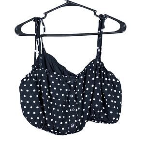 Free People Womens Blouse Black White Polka Dot Tub Crop Adjustable Straps 8